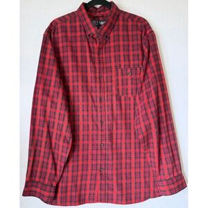Nike Dri Fit Plaid Button Down Shirt Men XXL Red Black Long Sleeve Cotton Blend